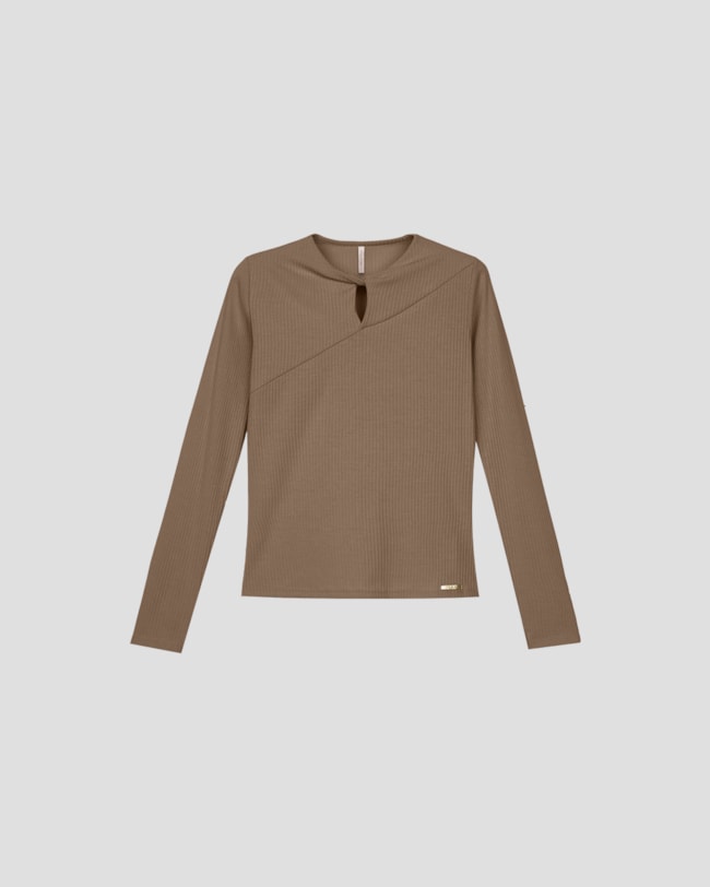 Blusa Feminina em Ribana Canelada Decote Gota - Cereja Rosa - Marrom-a5b942ad-0ac5-4f34-89fc-f2cc7eaa0697