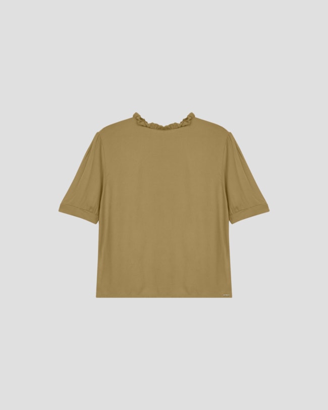 Blusa Feminina em Viscose com Amarração na Gola - Cereja Rosa - Bege-1faae61f-01ed-45a3-8cd2-7c6b6e5e13a9