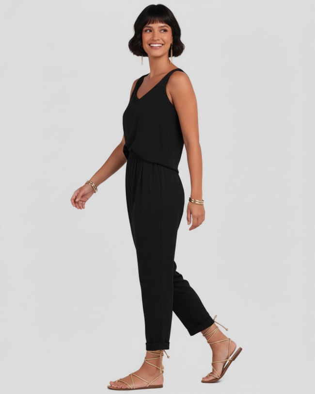 Blusa Feminina em Viscose com Decote V Cereja Rosa Preto-1d853bb8-5daa-4c74-9c7d-449c09c46159