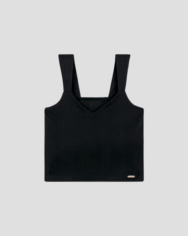 Blusa Feminina em Viscose com Decote V Cereja Rosa Preto