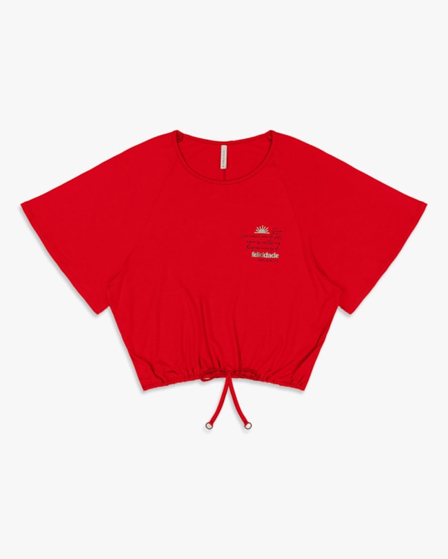 Blusa Feminina em Viscose com Mangas Amplas - Cereja Rosa - Tomato-5a70290a-e4d6-4abf-9a41-c1d7ae4874cb