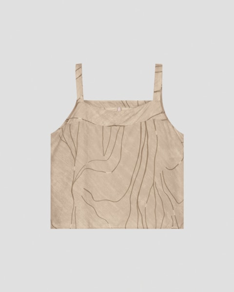 Blusa Feminina em Viscose Estampada Cereja Rosa  Bege