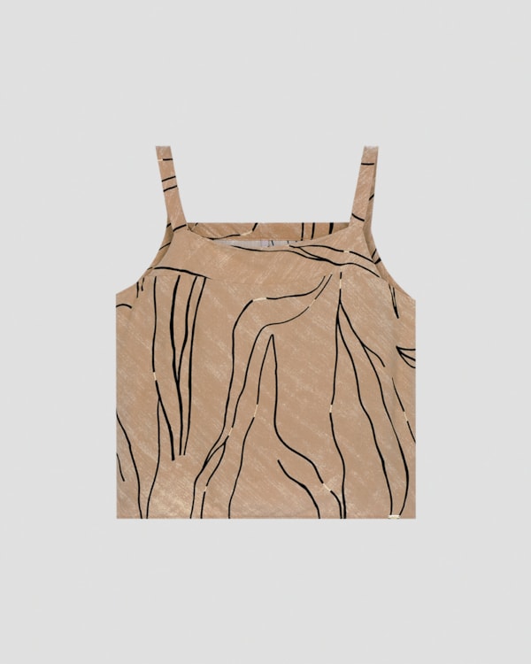 Blusa Feminina em Viscose Estampada Cereja Rosa  Marrom