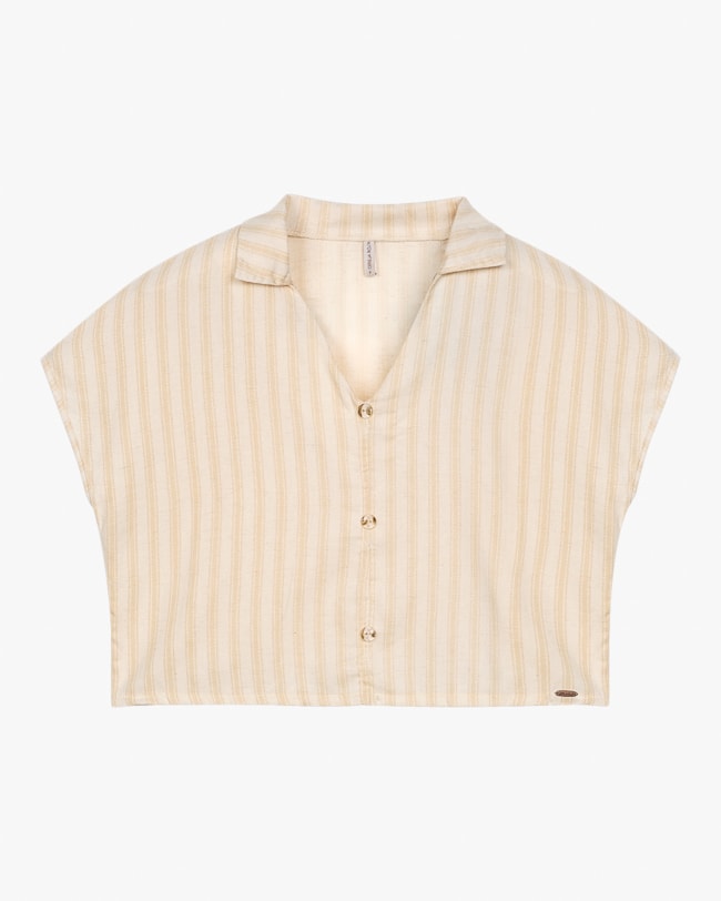 Blusa Feminina em Viscose Linho Listrada - Cereja Rosa - Baunilha-f301c1e3-8ea6-46c1-936e-23517b419554