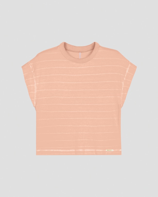 Blusa Feminina em Viscose Listrada Cereja Rosa Nude-1baaa71a-01a9-4467-9535-bd2c91237e78