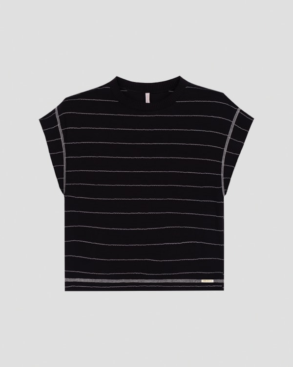 Blusa Feminina em Viscose Listrada Cereja Rosa Preto
