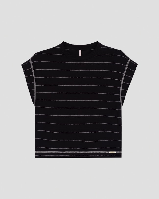 Blusa Feminina em Viscose Listrada Cereja Rosa Preto-e36ea650-aeaa-4a8d-8e0e-49388e14bfd1