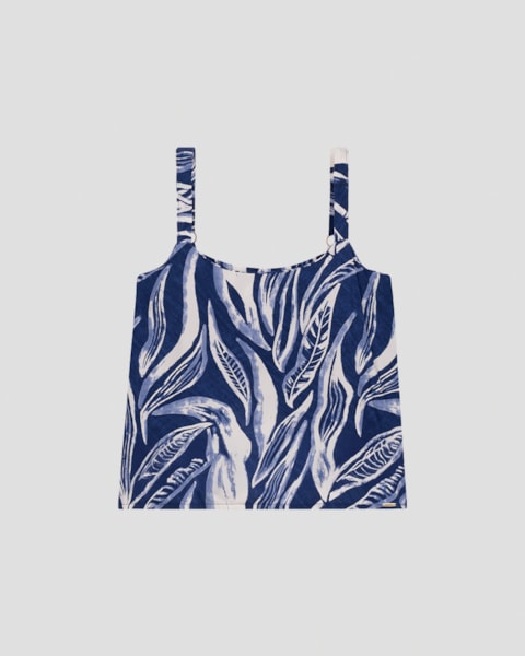 Blusa Feminina Estampada com Alça Ajustável Cereja Rosa Azul