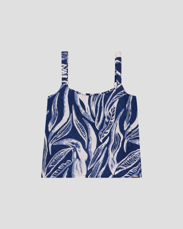 Blusa Feminina Estampada com Alça Ajustável Cereja Rosa Azul