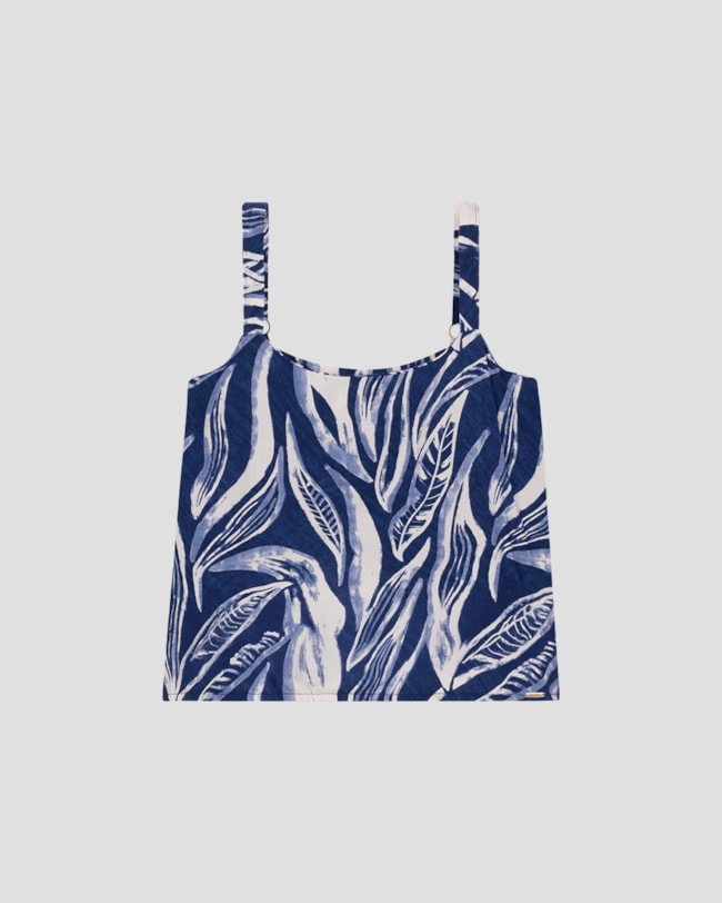 Blusa Feminina Estampada com Alça Ajustável Cereja Rosa Azul-1193e250-07a9-4835-884e-54f290c00677