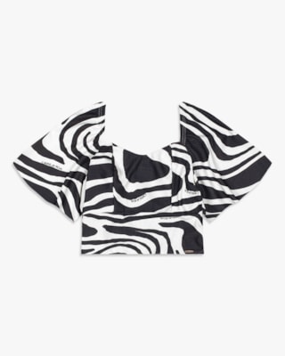 Blusa Feminina Estampada em Crepe Favo - Cereja Rosa - Natural