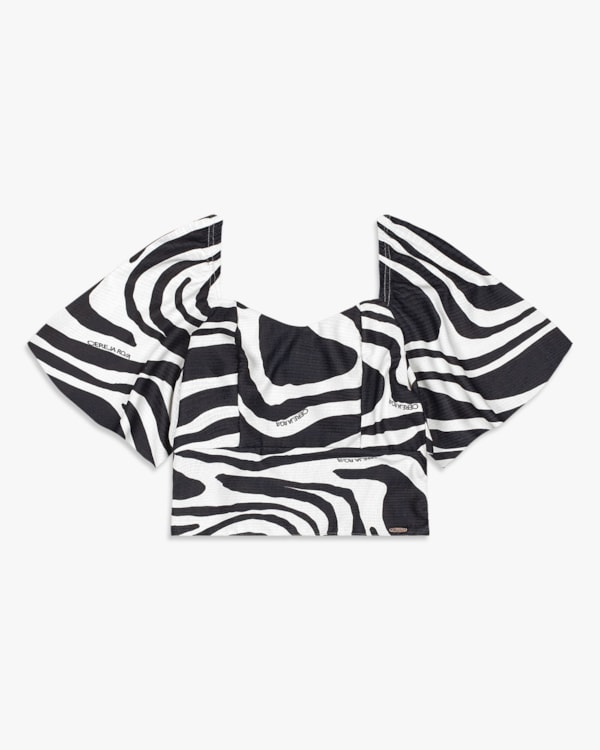 Blusa Feminina Estampada em Crepe Favo - Cereja Rosa - Natural-G