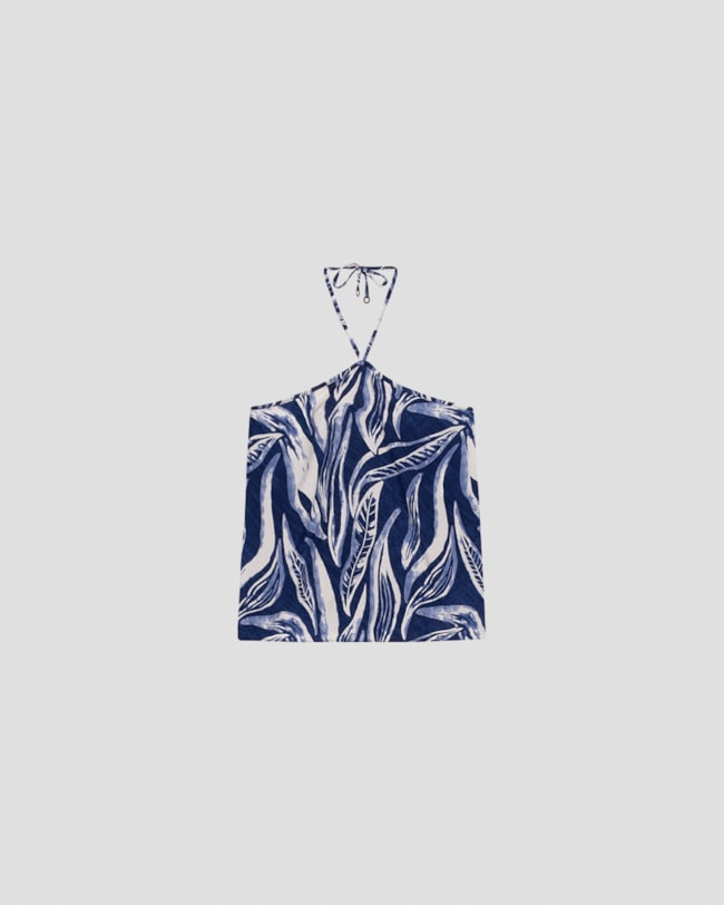 Blusa Feminina Estampada Frente Única Cereja Rosa Azul-58d99bad-d6fd-4cdf-9692-116c75779822
