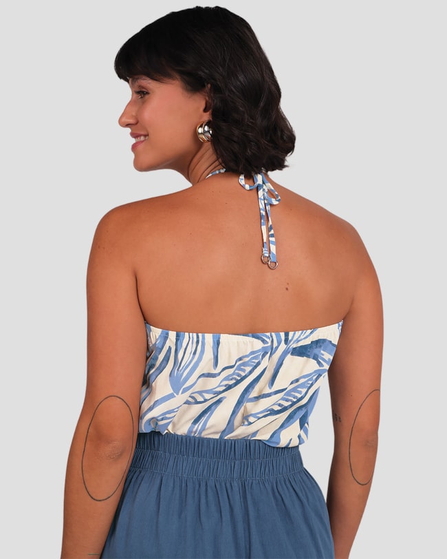 Blusa Feminina Estampada Frente Única Cereja Rosa Bege-cde718c1-564a-431e-bf3a-1ac46fccf7e8