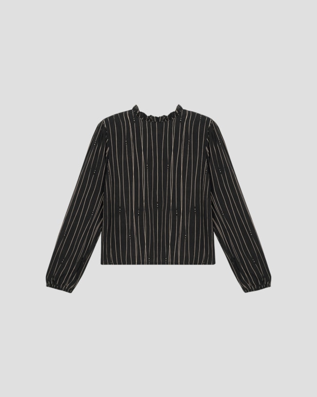 Blusa Feminina Estampada Manga Longa em Viscose - Cereja Rosa - Preto-0dd8f9d3-f866-467f-a013-9230a033b119