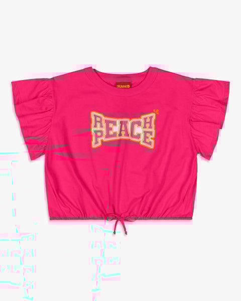 Blusa Feminina Juvenil com Manga Babado em Meia Malha - BaseD - Cherry