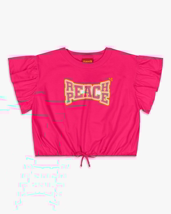 Blusa Feminina Juvenil com Manga Babado em Meia Malha - BaseD - Cherry