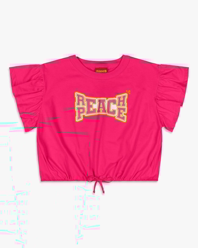 Blusa Feminina Juvenil com Manga Babado em Meia Malha - BaseD - Cherry-56ac1e91-6b3e-4100-afbe-40a4047d1f85