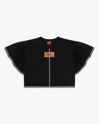 Blusa Feminina Juvenil com Mangas Amplas - BaseD - Preto