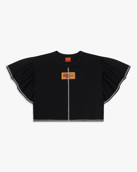 Blusa Feminina Juvenil com Mangas Amplas - BaseD - Preto