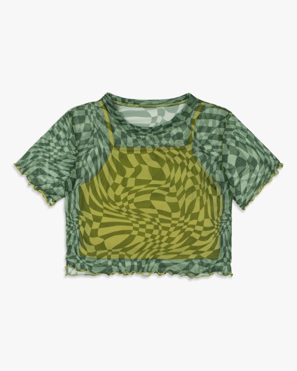 Blusa Feminina Juvenil com Tule Estampado - BaseD - Army