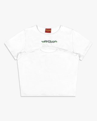 Blusa Feminina Juvenil Cut Out em Cotton - BaseD - Branco
