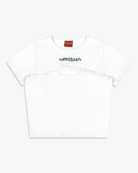 Blusa Feminina Juvenil Cut Out em Cotton - BaseD - Branco