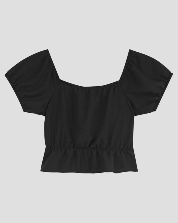 Blusa Feminina Juvenil em Tecido Crepe BaseD Preto