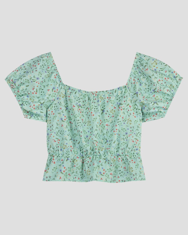 Blusa Feminina Juvenil em Tecido Crepe Estampada BaseD Verde-eb34299a-548d-4c1c-b28e-dcb3925e25cb