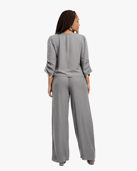 Blusa Feminina Manga 3/4 em Tecido Viscose - Cereja Rosa - Silver