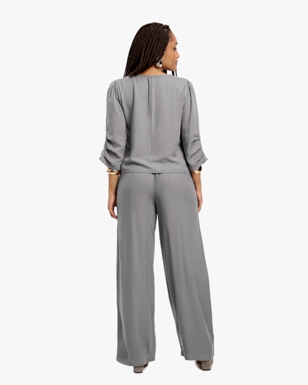 Blusa Feminina Manga 3/4 em Tecido Viscose - Cereja Rosa - Silver