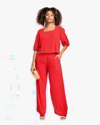 Blusa Feminina Manga 3/4 em Viscose - Cereja Rosa- Hibisco-G