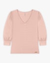 Blusa Feminina Manga 3/4 em Viscose - Cereja Rosa - Nude-54077351-c099-4cd6-aeea-dc57569675aa