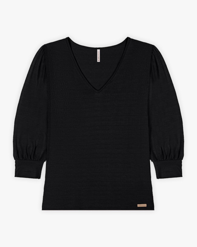 Blusa Feminina Manga 3/4 em Viscose - Cereja Rosa - Preto-8391c94c-827f-40bb-a85b-8c6c15cc4960