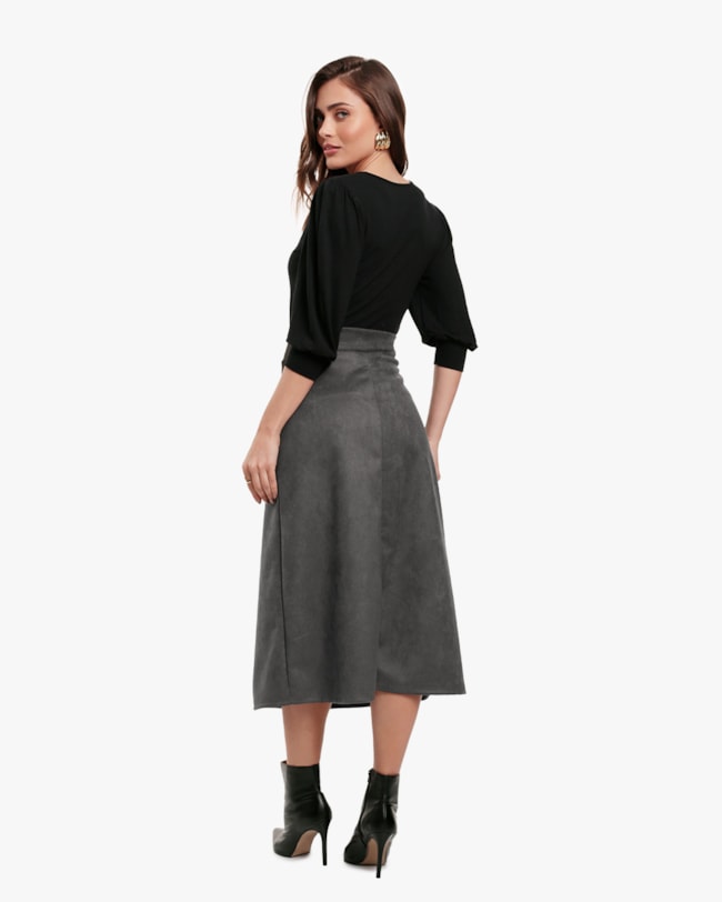 Blusa Feminina Manga 3/4 em Viscose - Cereja Rosa - Preto-8dd863a8-dd60-4105-8bb5-2735830bcc62