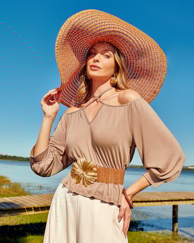 Blusa Feminina Manga 3/4 em Viscose Crepe - Cereja Rosa - Toffee-92167a5a-8643-4dcc-b15c-c478cc02986c