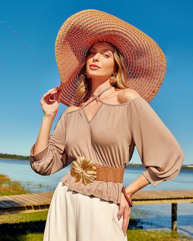 Blusa Feminina Manga 3/4 em Viscose Crepe - Cereja Rosa - Toffee-0c13adbc-efe9-49b8-9c20-caab3cc5130d