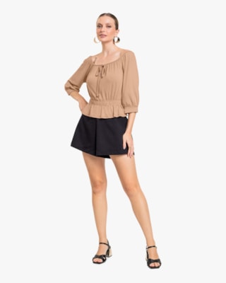 Blusa Feminina Manga 3/4 em Viscose Crepe - Cereja Rosa - Toffee-G