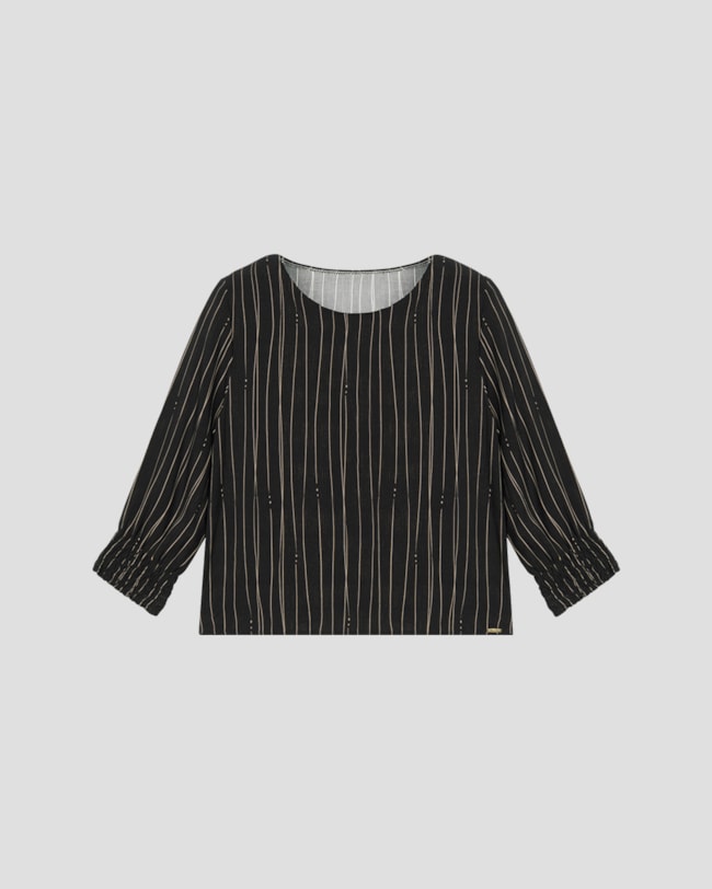 Blusa Feminina Manga 7/8 em Viscose Estampada Cereja Rosa Preto-4c7e8863-31c5-4dec-8a88-3e3ed271e5e5