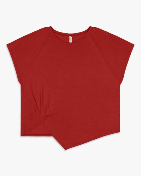 Blusa Feminina Manga Curta com Barra Assimétrica - Cereja Rosa - Sienna