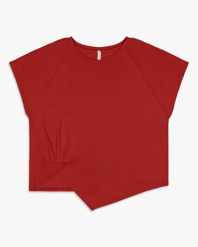 Blusa Feminina Manga Curta com Barra Assimétrica - Cereja Rosa - Sienna-81bef422-d363-44de-b684-2b9d1963c5b2