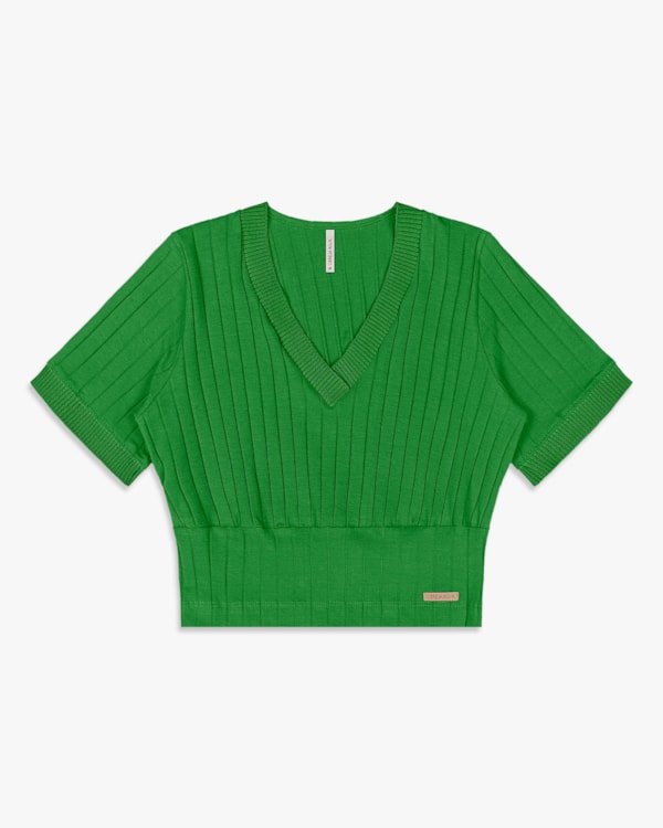Blusa Feminina Manga Curta com  Decote V - Cereja Rosa - Online-G