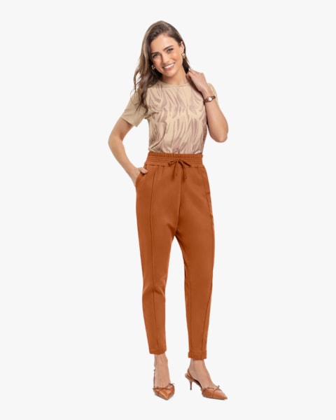 Blusa Feminina Manga Curta com Estampa-Cereja Rosa-Deserto