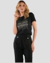 Blusa Feminina Manga Curta com Estampa Metalizada - Cereja Rosa - Preto-48c0ee51-0fe0-4927-aad8-0a3f2fb7cac2