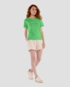 Blusa Feminina Manga Curta com Estampa Relevo - Cereja Rosa - Pistache-c1356160-25cf-4267-ac34-7ff56f5c750e