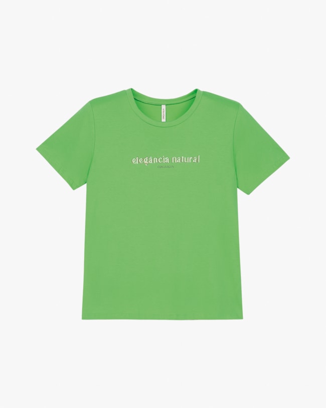 Blusa Feminina Manga Curta com Estampa Relevo - Cereja Rosa - Pistache-1a043ec7-339e-4e7b-be13-8e78a0fa252a