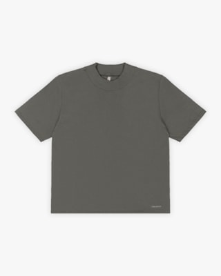 Blusa Feminina Manga Curta com Gola Alta - Cereja Rosa - Dark Gray