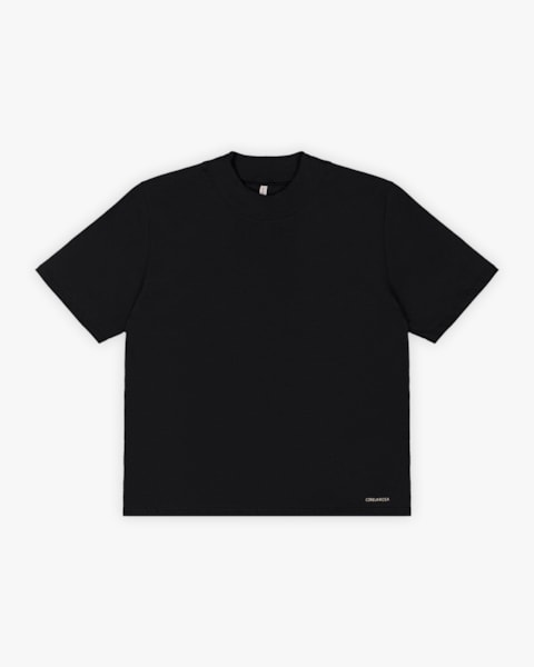 Blusa Feminina Manga Curta com Gola Alta - Cereja Rosa - Preto