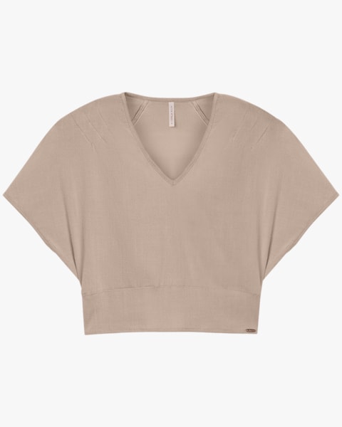 Blusa Feminina Manga Curta em Tecido Viscose - Cereja Rosa - Carvalho