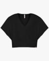 Blusa Feminina Manga Curta em Tecido Viscose - Cereja Rosa - Preto-c92de293-887c-48c1-92d7-2f8605a08ff9